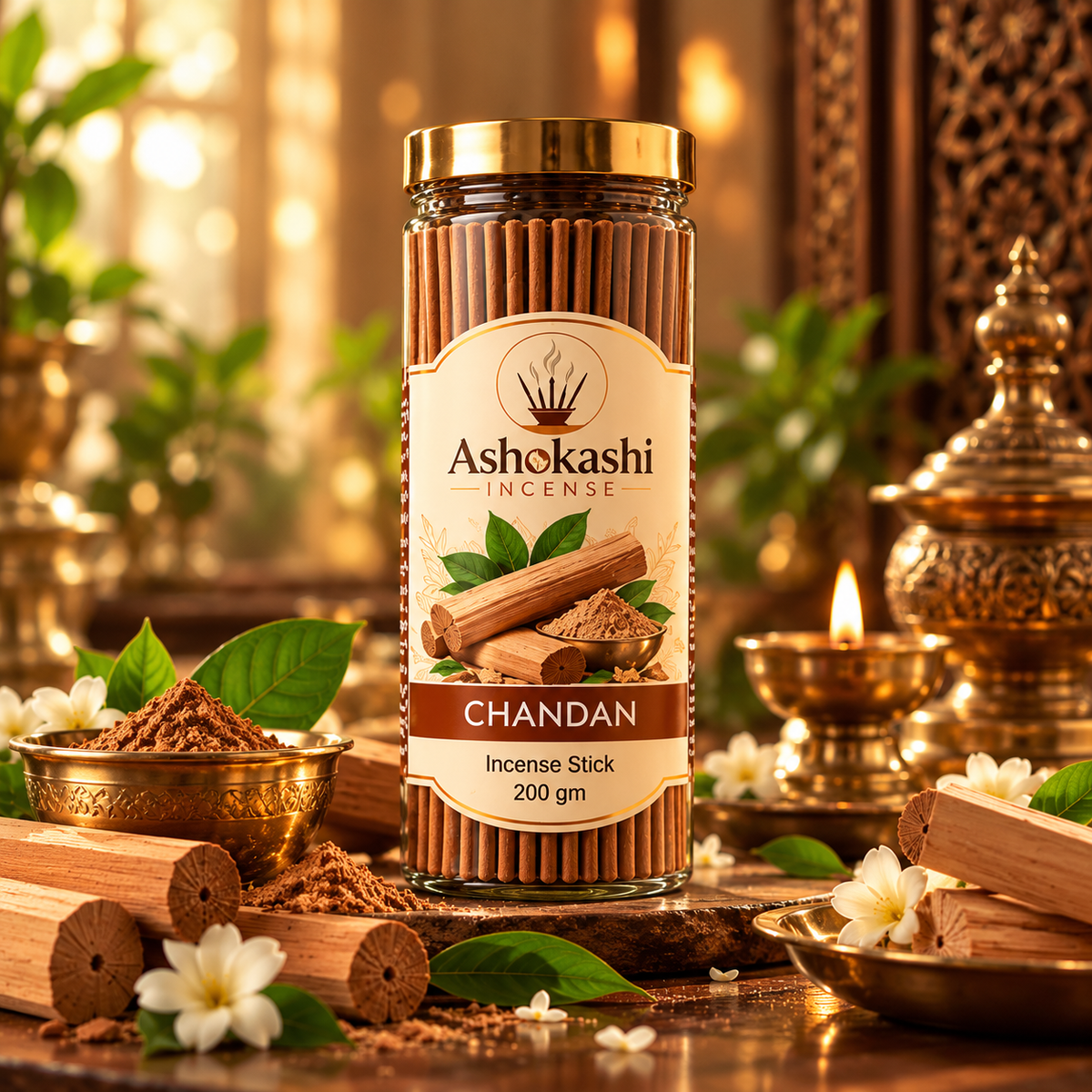 ASHOKASHI Premium Ancient Chandan Incense Sticks | Charcoal-Free | 200g