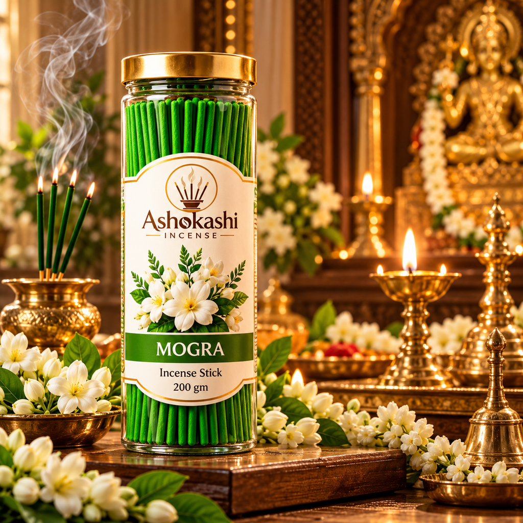ASHOKASHI Premium Ancient Mogra Incense Sticks | Charcoal-Free | 200g