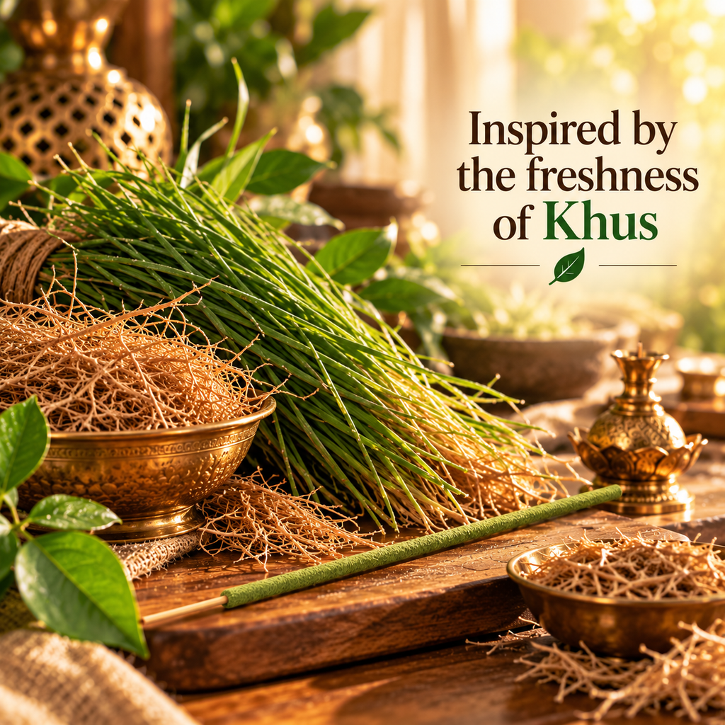 ASHOKASHI Premium Ancient Khus Incense Sticks | Charcoal-Free | 200g
