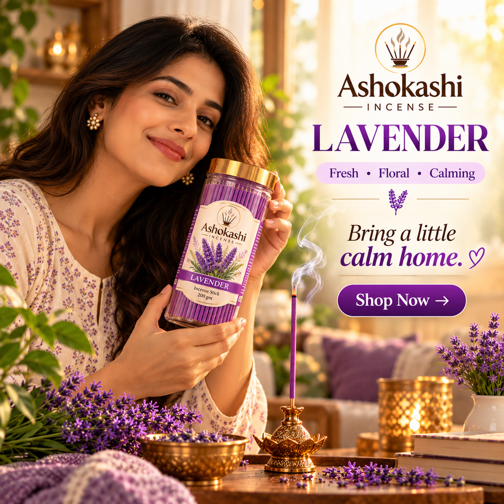 ASHOKASHI Premium Ancient Lavender Incense Sticks | Charcoal-Free | 200g