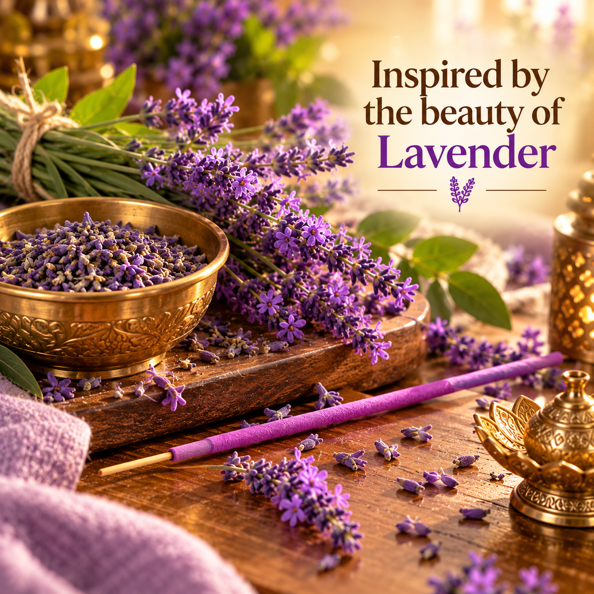 ASHOKASHI Premium Ancient Lavender Incense Sticks | Charcoal-Free | 200g