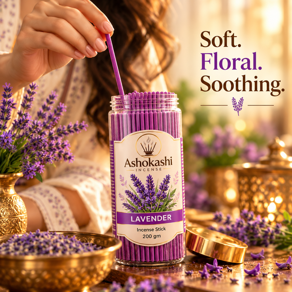 ASHOKASHI Premium Ancient Lavender Incense Sticks | Charcoal-Free | 200g