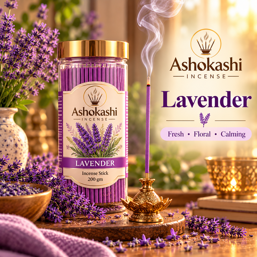 ASHOKASHI Premium Ancient Lavender Incense Sticks | Charcoal-Free | 200g
